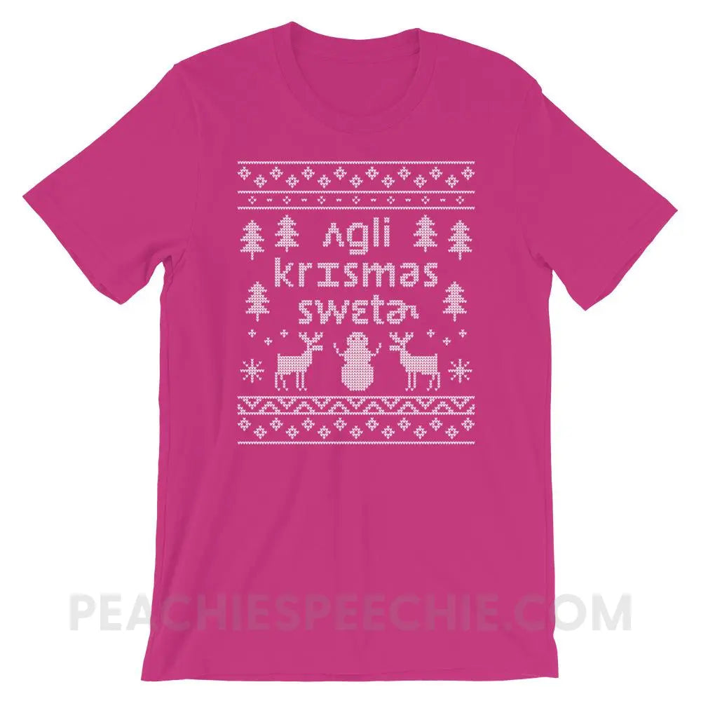 Ugly Christmas Sweater Premium Soft Tee - Berry / S - T-Shirts & Tops peachiespeechie.com