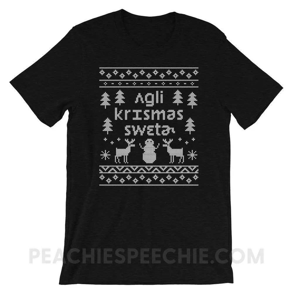 Ugly Christmas Sweater Premium Soft Tee - Black Heather / XS - T-Shirts & Tops peachiespeechie.com