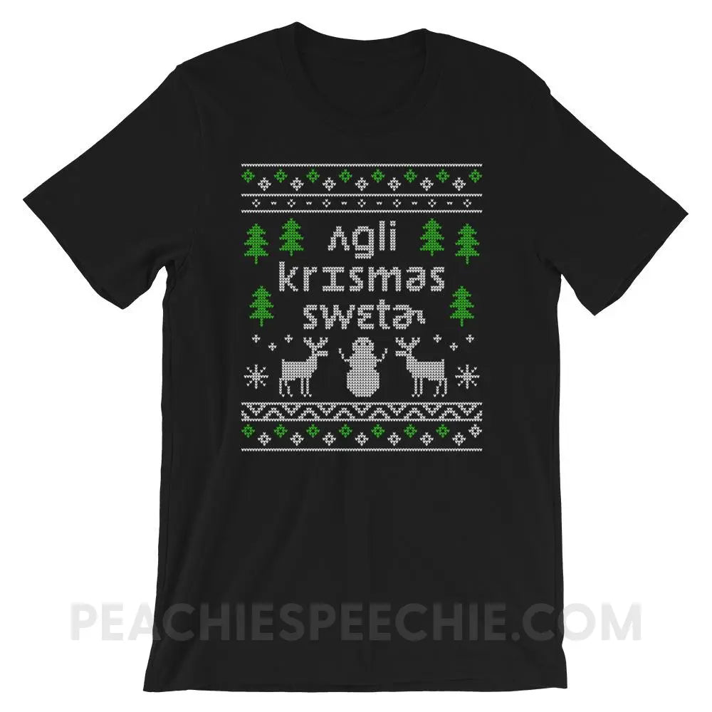 Ugly Christmas Sweater Premium Soft Tee - Black / XS - T-Shirts & Tops peachiespeechie.com