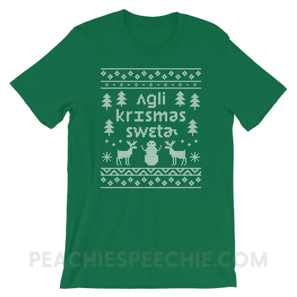 Ugly Christmas Sweater Premium Soft Tee - Kelly / S - T-Shirts & Tops peachiespeechie.com