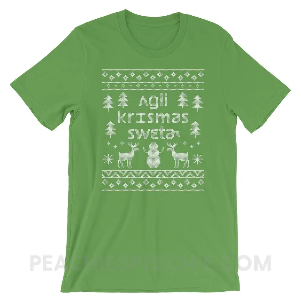 Ugly Christmas Sweater Premium Soft Tee - Leaf / S - T-Shirts & Tops peachiespeechie.com