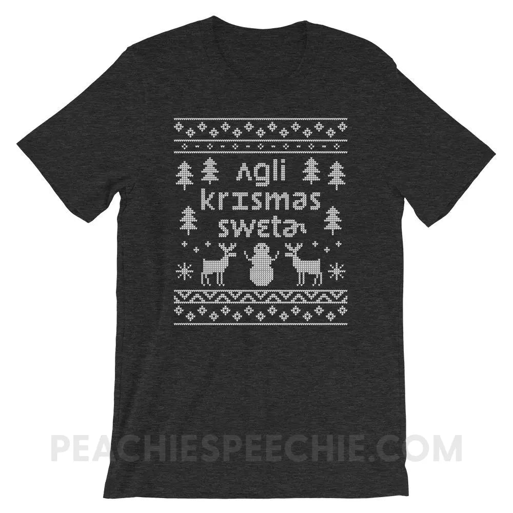 Ugly Christmas Sweater Premium Soft Tee - Dark Grey Heather / XS - T-Shirts & Tops peachiespeechie.com