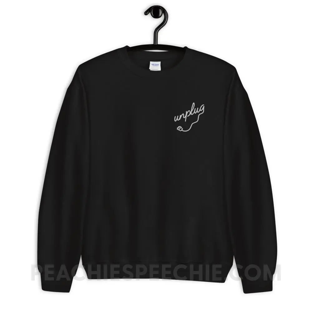Unplug Embroidered Classic Sweatshirt - Black / S - peachiespeechie.com