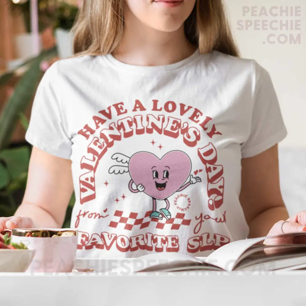 Valentine Heart Cartoon SLP Basic Tee - White / S - T-Shirt peachiespeechie.com