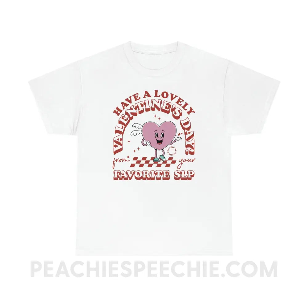 Valentine Heart Cartoon SLP Basic Tee - White / M - T-Shirt peachiespeechie.com