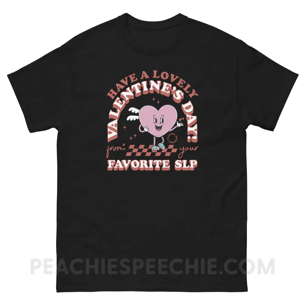 Valentine Heart Cartoon SLP Basic Tee - Black / S - T-Shirt peachiespeechie.com