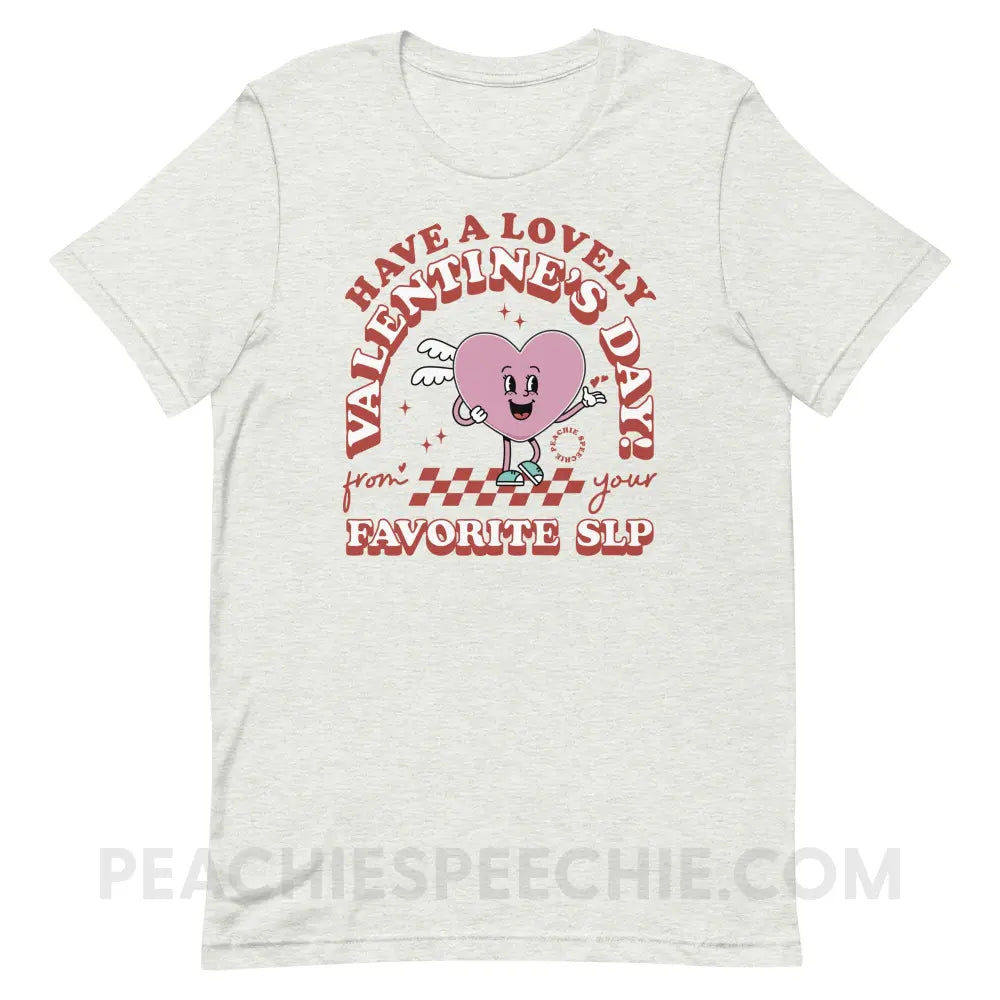 Valentine Heart Cartoon SLP Premium Soft Tee - Ash / S - peachiespeechie.com