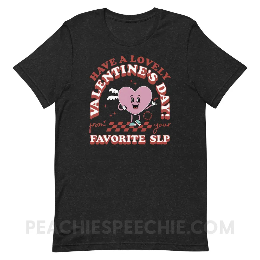 Valentine Heart Cartoon SLP Premium Soft Tee - Black Heather / S - peachiespeechie.com