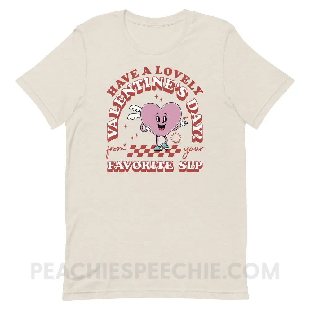 Valentine Heart Cartoon SLP Premium Soft Tee - Heather Dust / S - peachiespeechie.com