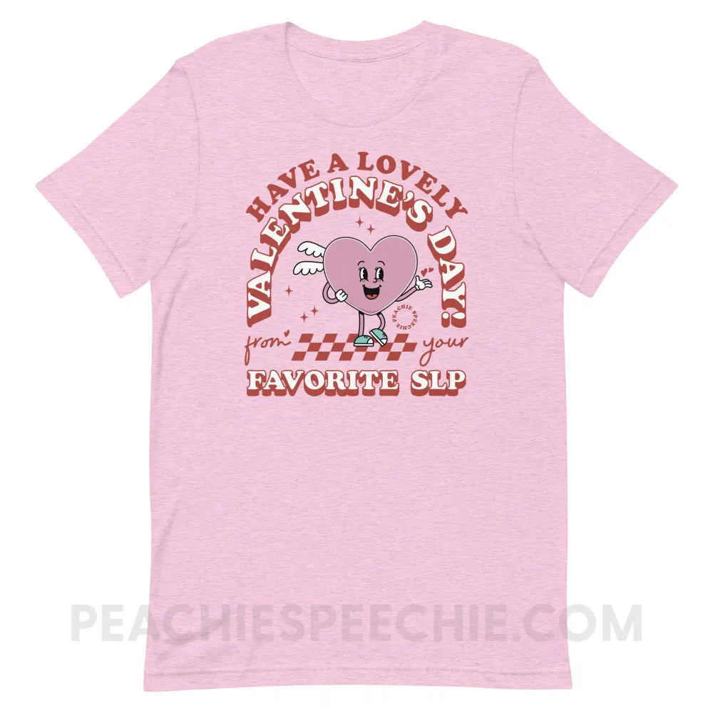 Valentine Heart Cartoon SLP Premium Soft Tee - Heather Prism Lilac / S - peachiespeechie.com