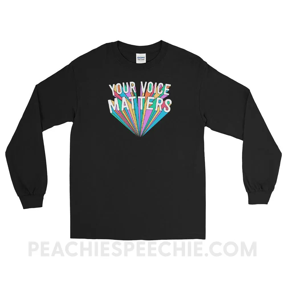 Your Voice Matters Long Sleeve Tee - Black / S - T - Shirts & Tops peachiespeechie.com