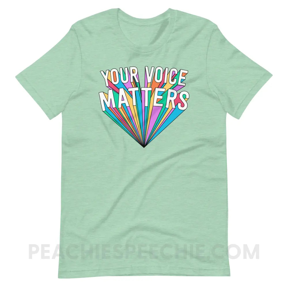 Your Voice Matters Premium Soft Tee - Heather Prism Mint / XS T - Shirts & Tops peachiespeechie.com