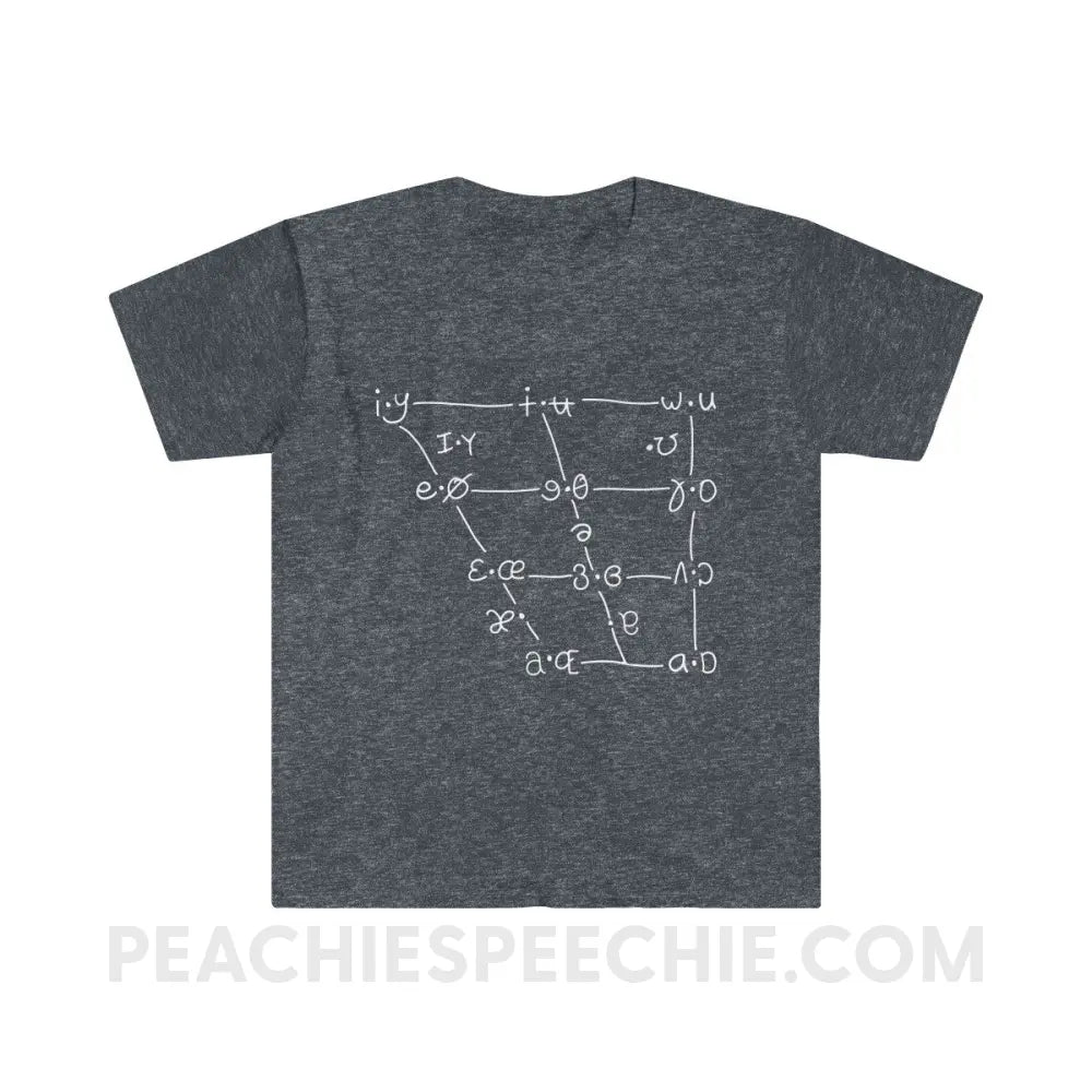 IPA Vowel Chart Classic Tee - Heather Navy / S - T-Shirts & Tops peachiespeechie.com