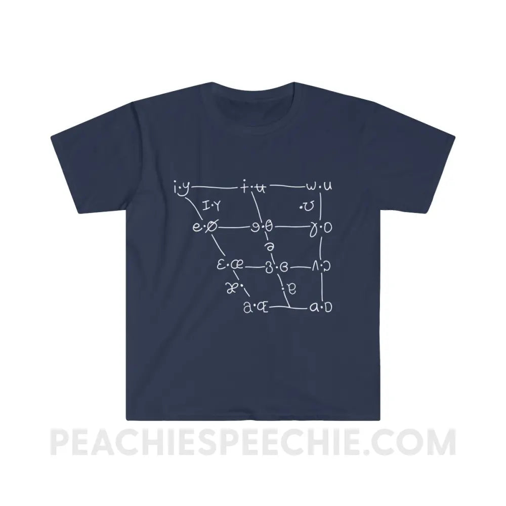 IPA Vowel Chart Classic Tee - Navy / S - T-Shirts & Tops peachiespeechie.com