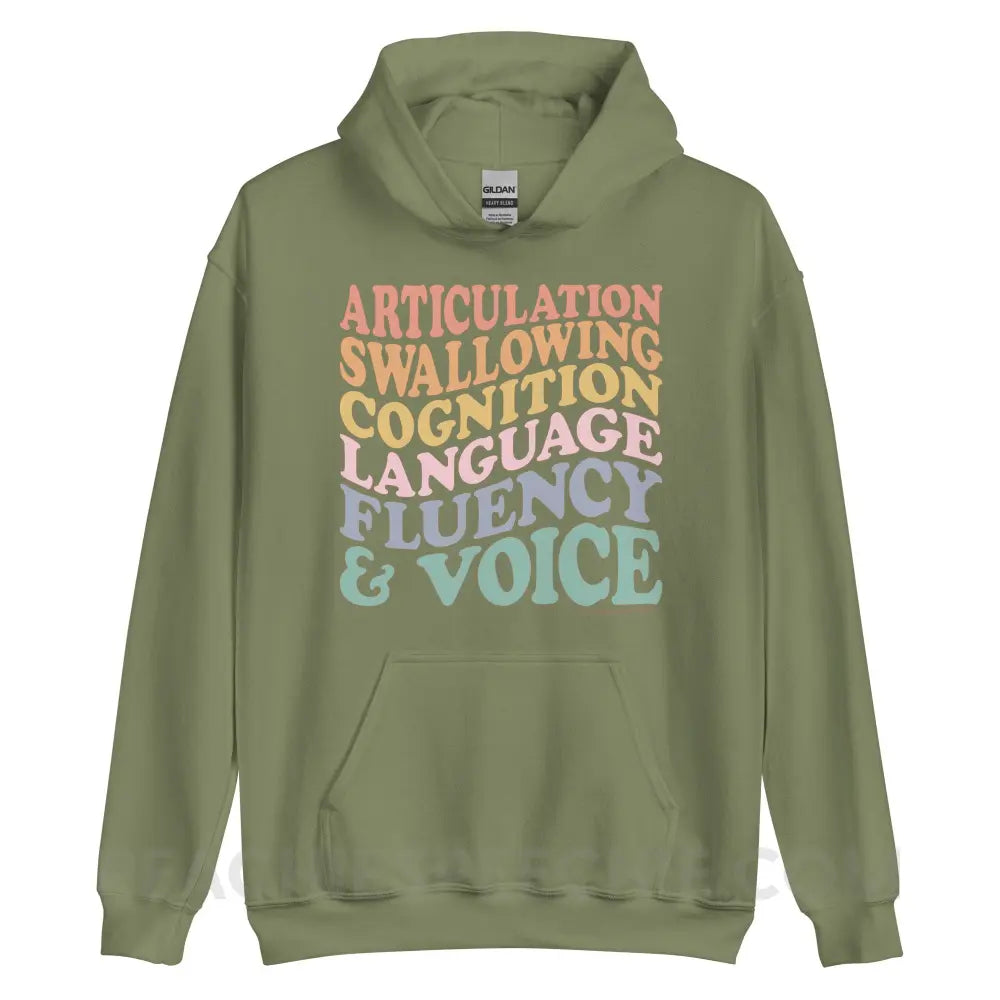 Wavy Speech Stuff Classic Hoodie - Military Green / S - peachiespeechie.com