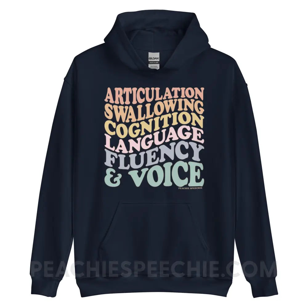 Wavy Speech Stuff Classic Hoodie - Navy / S - peachiespeechie.com