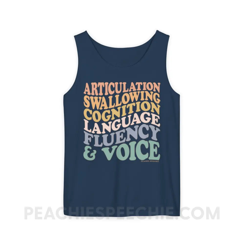 Wavy Speech Stuff Comfort Colors Tank - True Navy / S - Top peachiespeechie.com