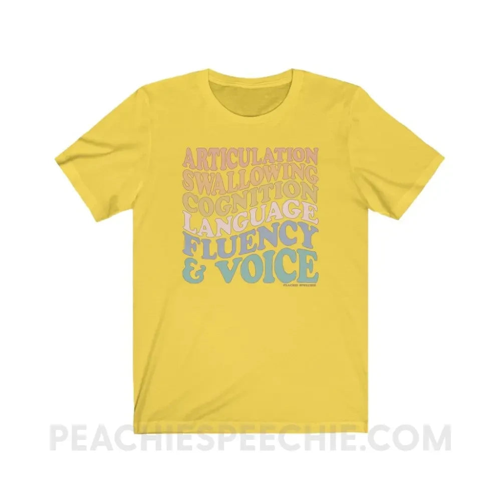 Wavy Speech Stuff Premium Soft Tee - Yellow / XS - T-Shirt peachiespeechie.com