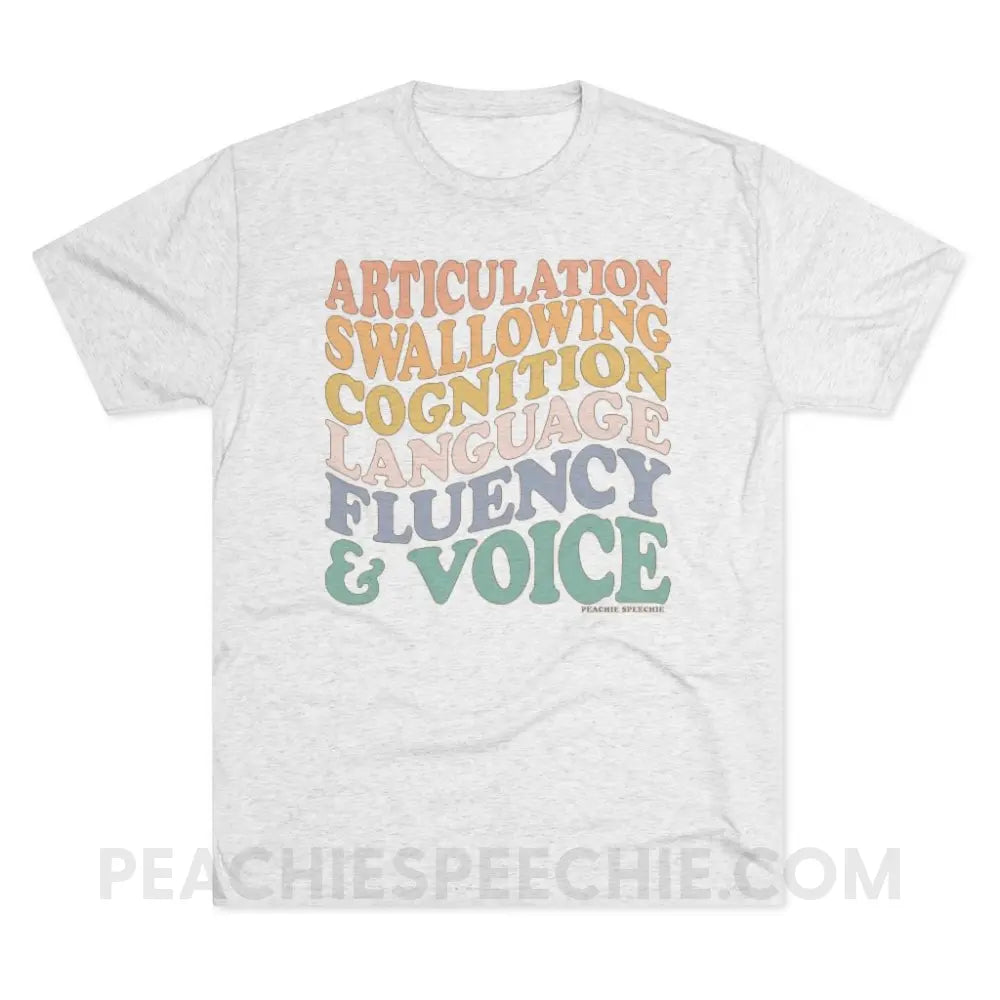 Wavy Speech Stuff Vintage Tri-Blend - Heather White / S - T-Shirt peachiespeechie.com