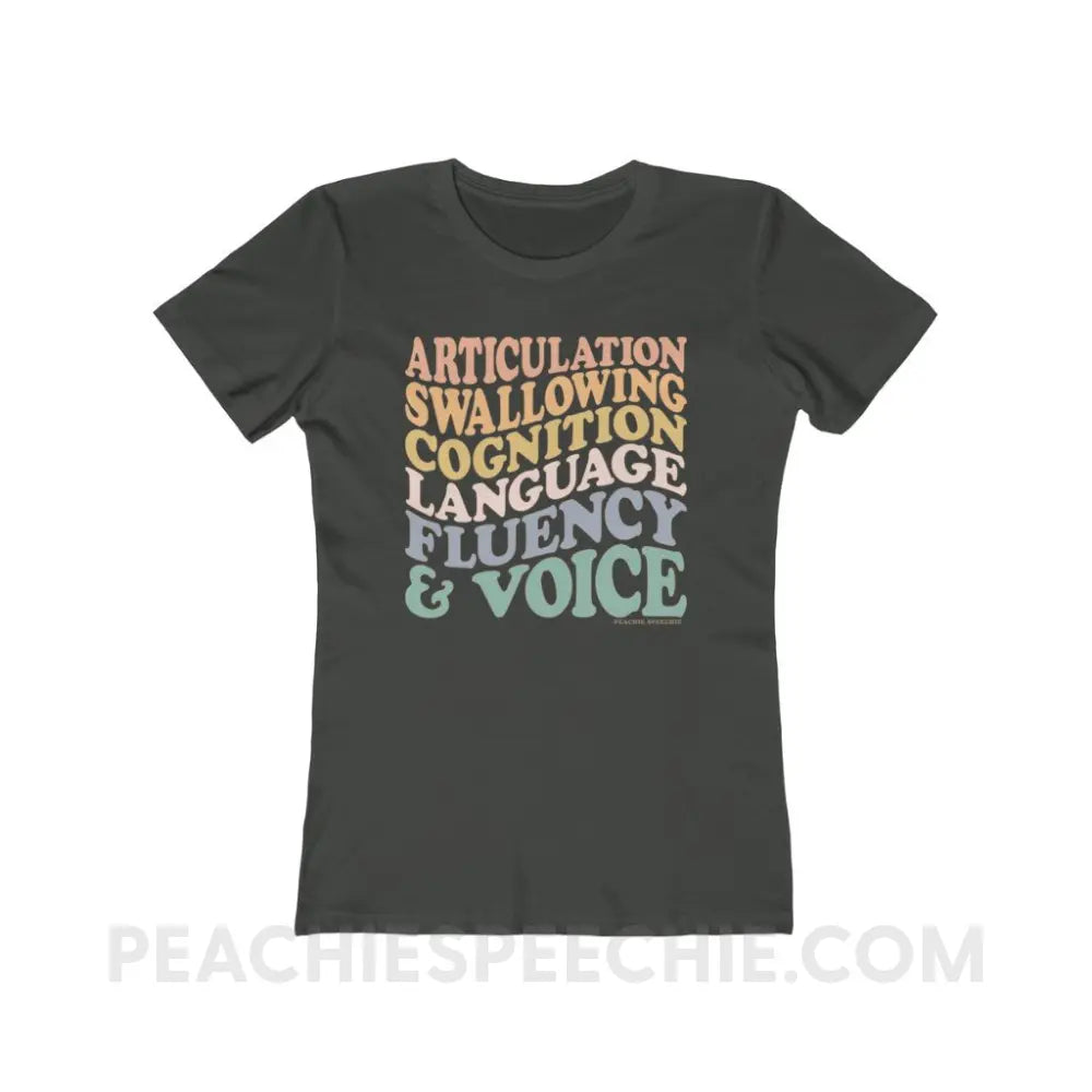 Wavy Speech Stuff Women’s Fitted Tee - Solid Heavy Metal / S - T-Shirt peachiespeechie.com