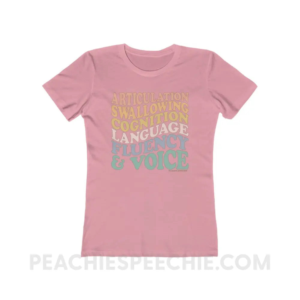 Wavy Speech Stuff Women’s Fitted Tee - Solid Light Pink / S - T-Shirt peachiespeechie.com