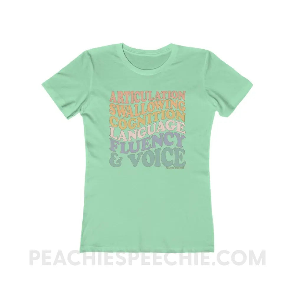 Wavy Speech Stuff Women’s Fitted Tee - Solid Mint / S - T-Shirt peachiespeechie.com