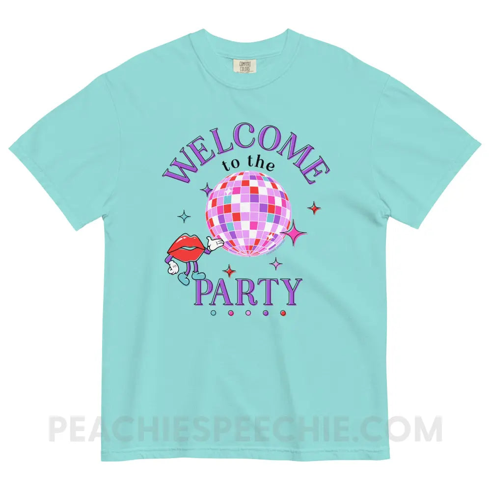 Welcome To The Party Comfort Colors Tee - Lagoon Blue / S - peachiespeechie.com