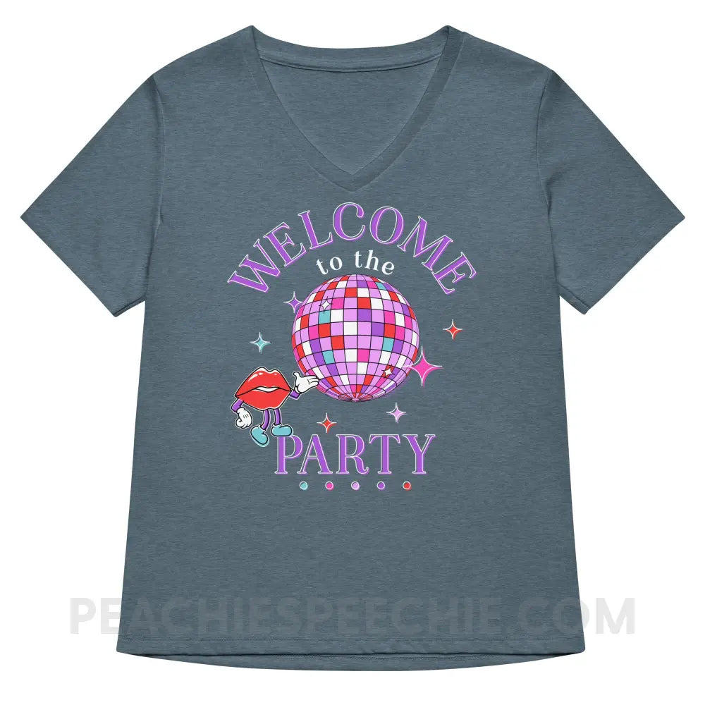 Welcome To The Party Premium Women’s V-Neck - Heather Slate / S - peachiespeechie.com