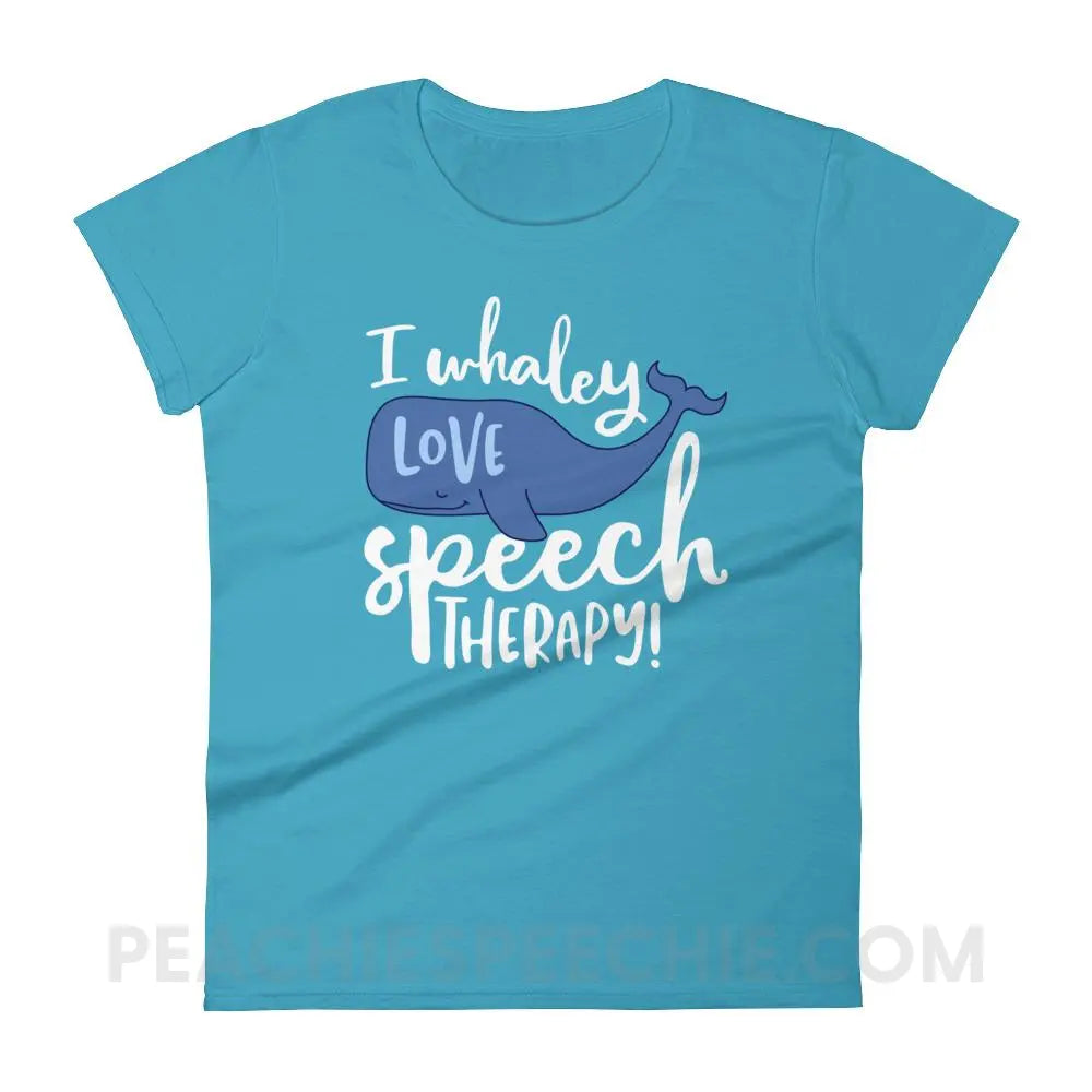 Whaley Love Speech Women’s Trendy Tee - Caribbean Blue / S - T-Shirts & Tops peachiespeechie.com