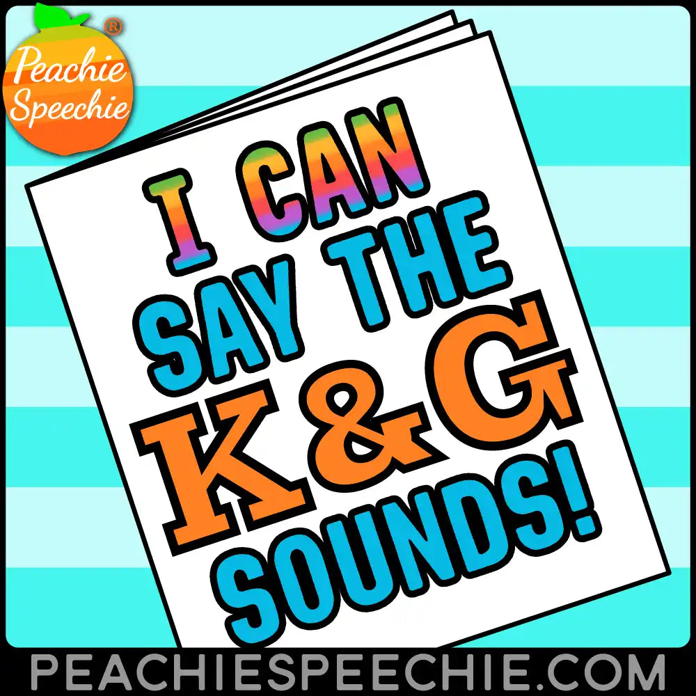 White paper with colorful text reading ’I CAN SAY THE K & G SOUNDS!’