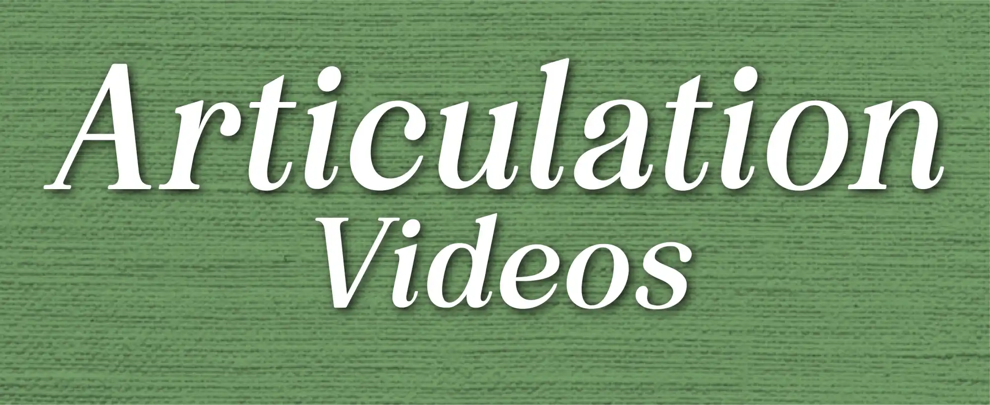 White text reading ’Articulation Videos’ on a textured green surface.