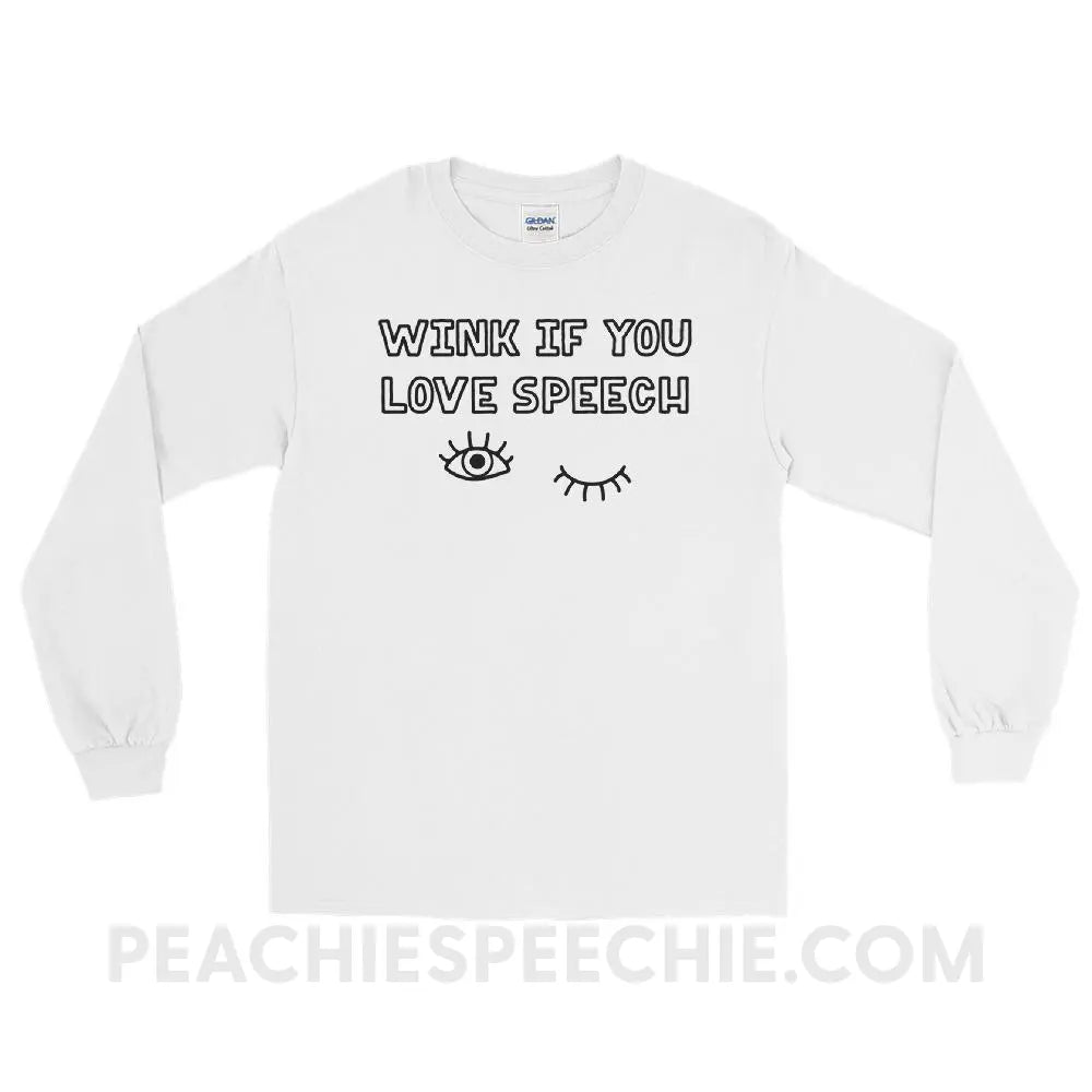 Wink If You Love Speech Long Sleeve Tee - White / S - T-Shirts & Tops peachiespeechie.com