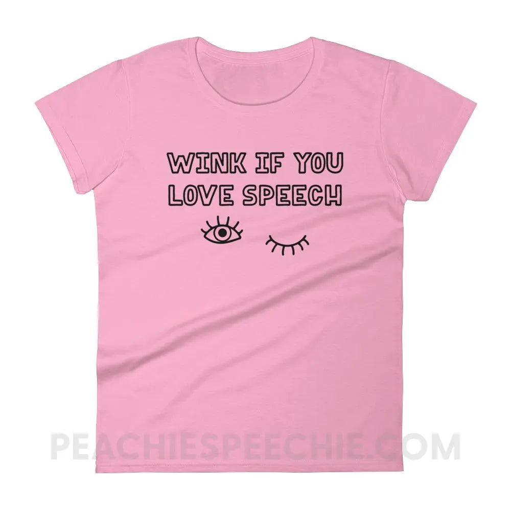 Wink If You Love Speech Women’s Trendy Tee - CharityPink / S - T-Shirts & Tops peachiespeechie.com