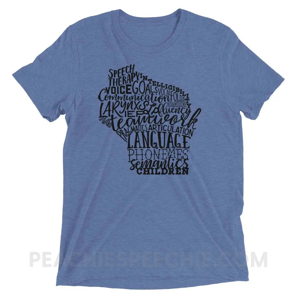 Wisconsin SLP Tri-Blend Tee - Blue Triblend / XS - T-Shirts & Tops peachiespeechie.com