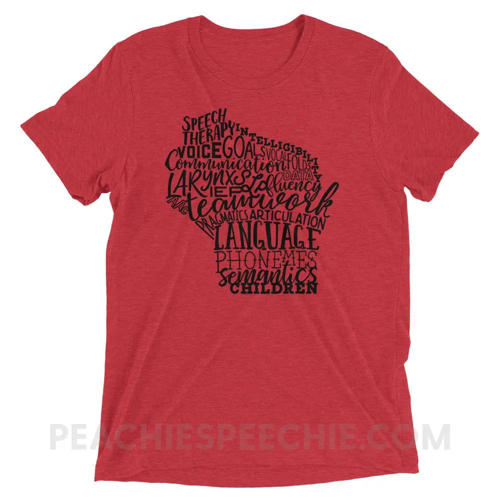 Wisconsin SLP Tri-Blend Tee - Red Triblend / XS - T-Shirts & Tops peachiespeechie.com