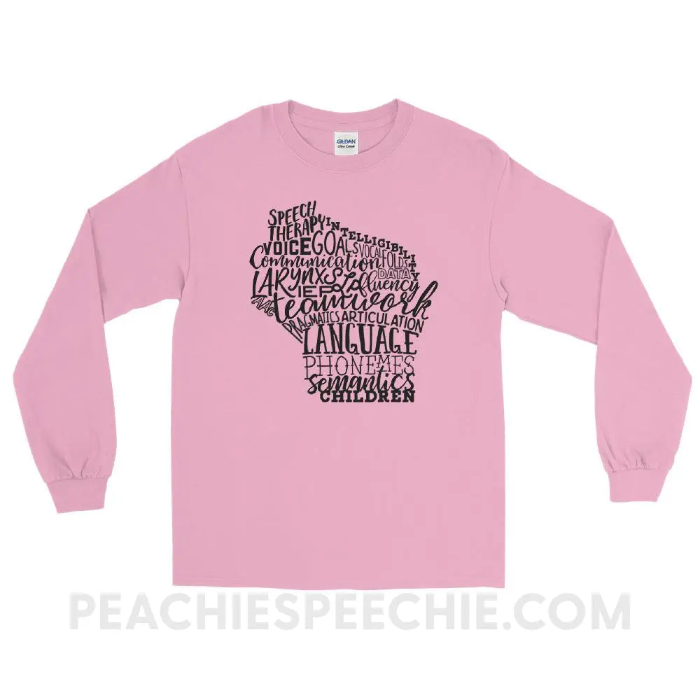 Wisconsin SLP Long Sleeve Tee - Light Pink / S - T-Shirts & Tops peachiespeechie.com
