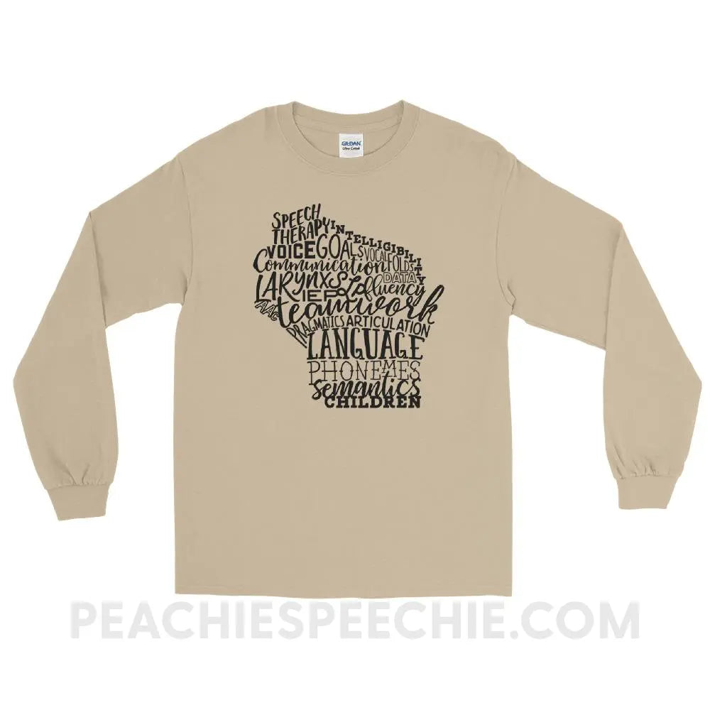 Wisconsin SLP Long Sleeve Tee - Sand / S - T-Shirts & Tops peachiespeechie.com