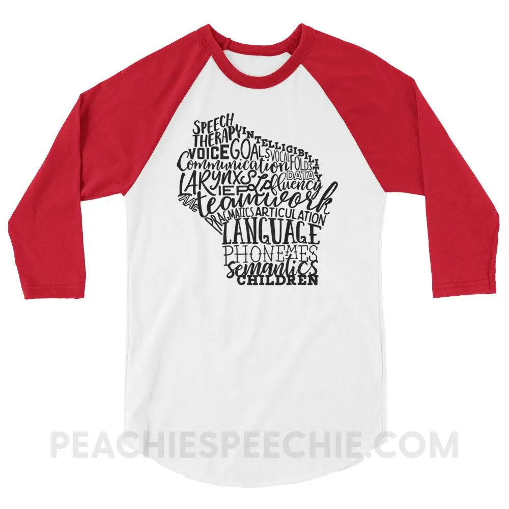 Wisconsin SLP Baseball Tee - White/Red / XS - T-Shirts & Tops peachiespeechie.com
