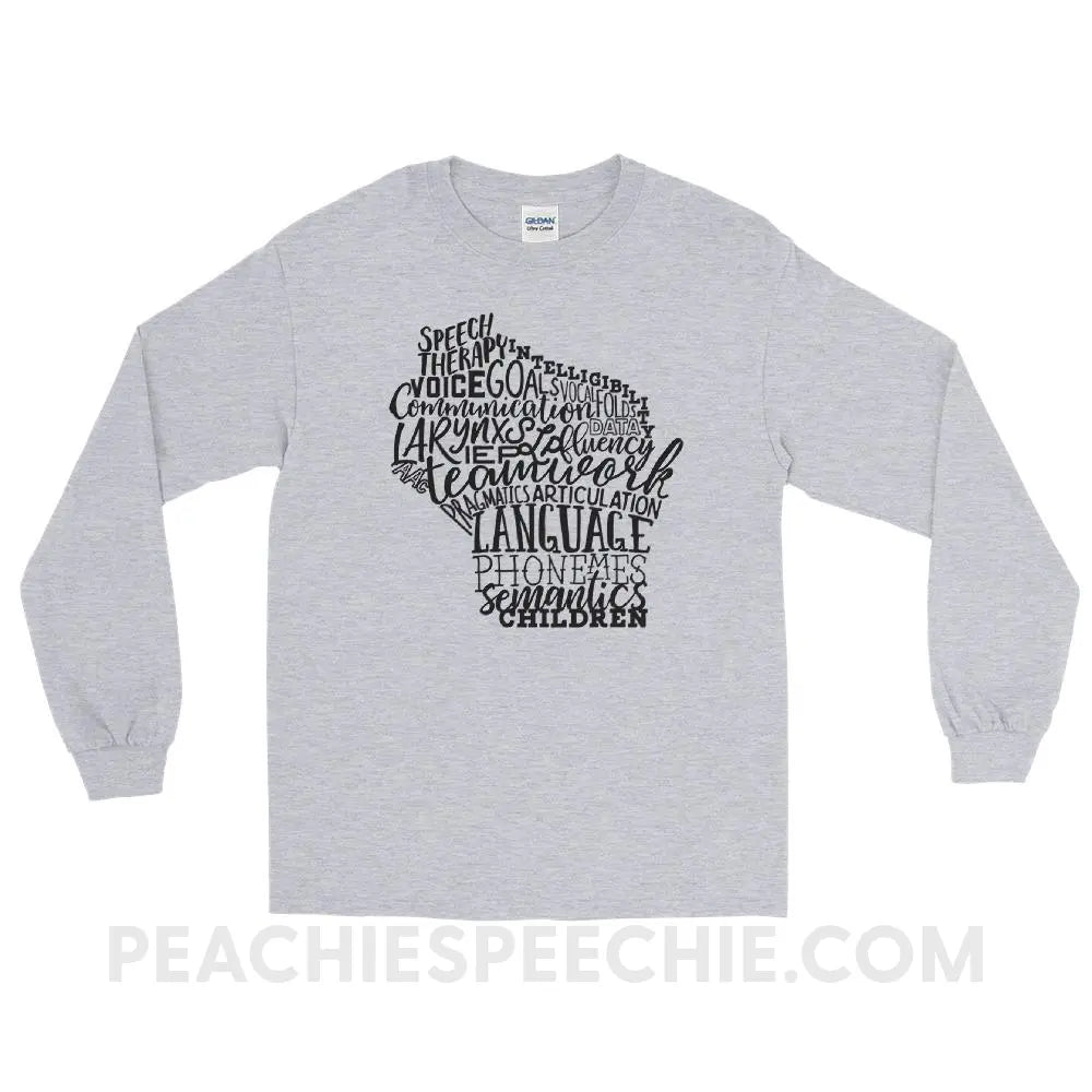 Wisconsin SLP Long Sleeve Tee - Sport Grey / S - T-Shirts & Tops peachiespeechie.com