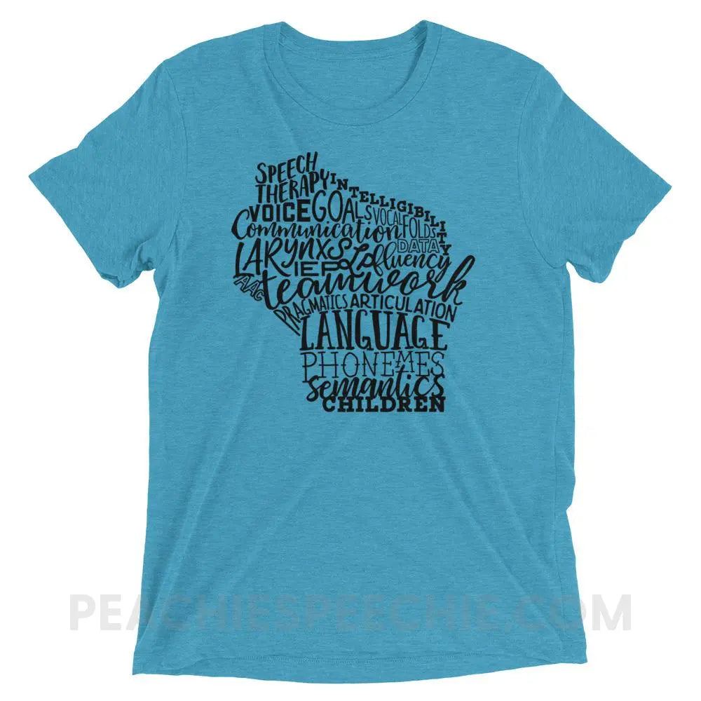 Wisconsin SLP Tri-Blend Tee - Aqua Triblend / XS - T-Shirts & Tops peachiespeechie.com