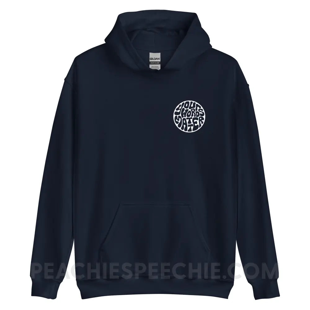 Your Words Matter Circle Classic Hoodie - Navy / S - peachiespeechie.com