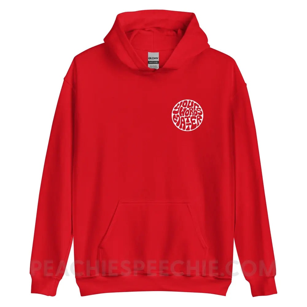 Your Words Matter Circle Classic Hoodie - Red / S - peachiespeechie.com