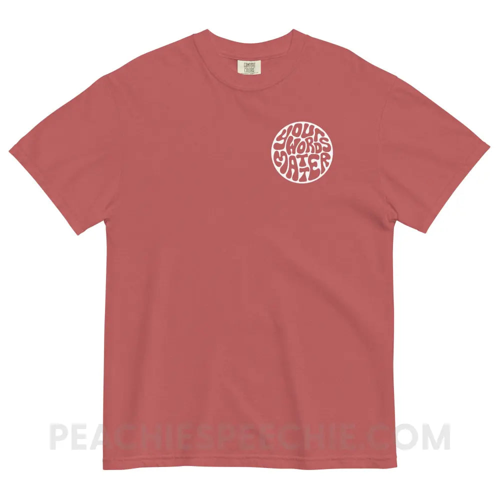 Your Words Matter Circle Comfort Colors Tee - peachiespeechie.com