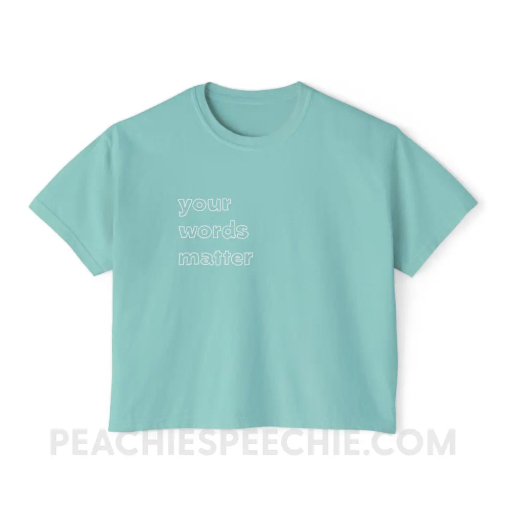 Your Words Matter Comfort Colors Boxy Tee - Chalky Mint / S - T-Shirt peachiespeechie.com