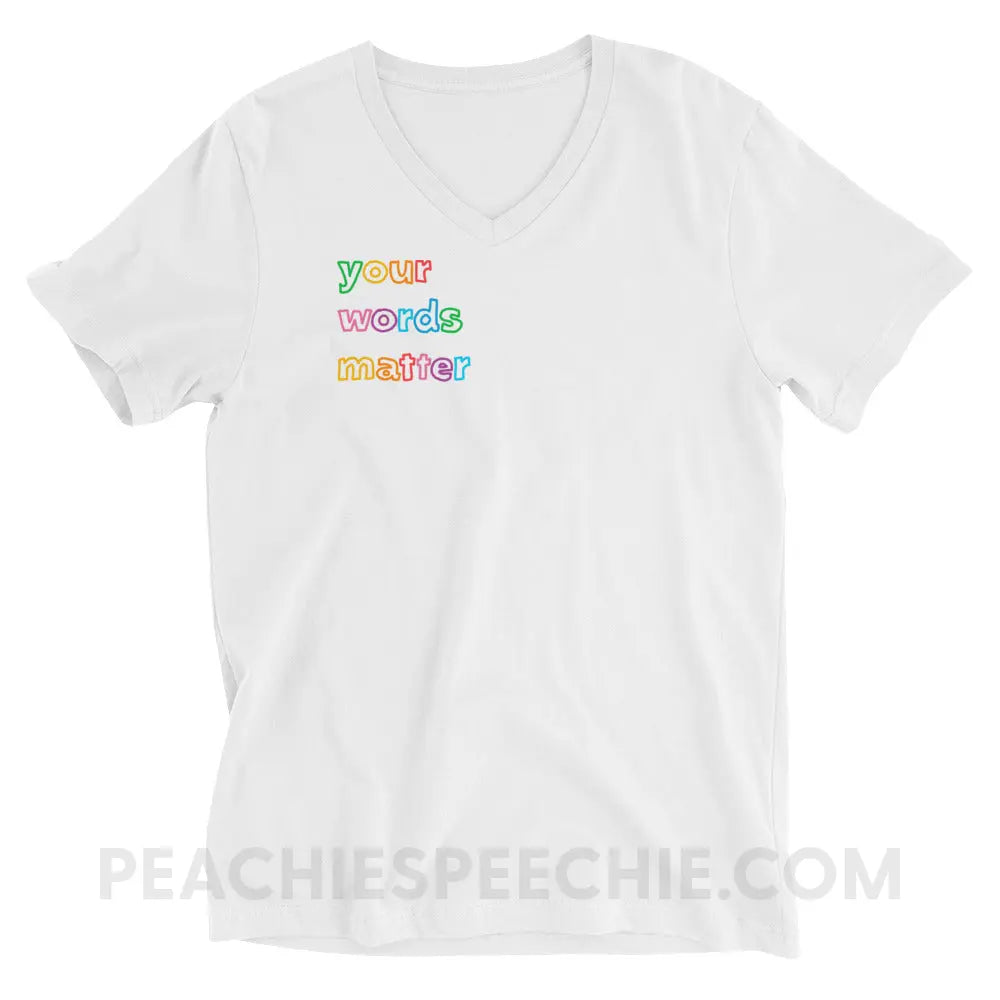 Your Words Matter Soft V-Neck - White / S - peachiespeechie.com