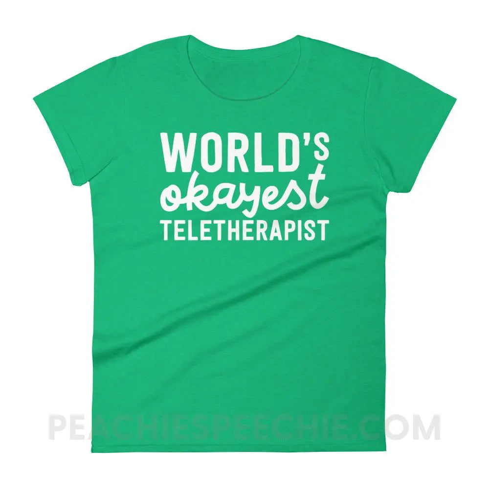 World’s Okayest Teletherapist Women’s Trendy Tee - T-Shirts & Tops peachiespeechie.com