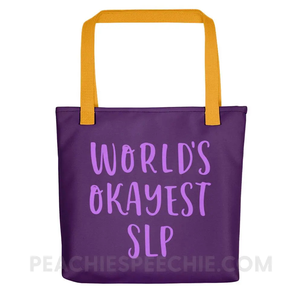 World’s Okayest SLP Tote Bag - Yellow - Bags peachiespeechie.com