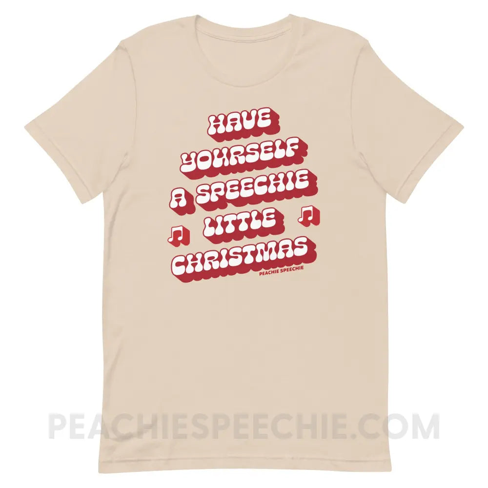 Have Yourself a Speechie Little Christmas Premium Soft Tee - Cream / S - T-Shirt peachiespeechie.com