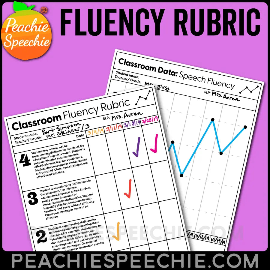 Fluency Rubric - Materials peachiespeechie.com