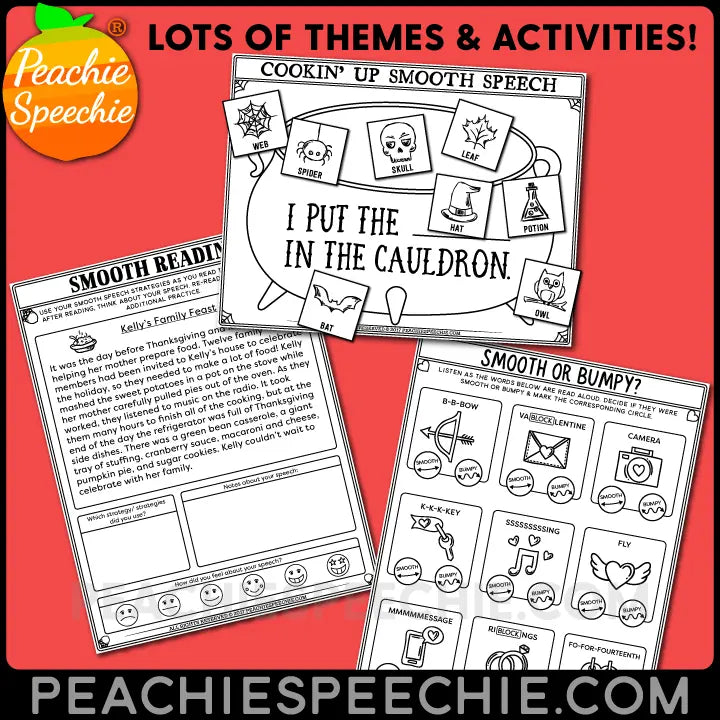 Fluency Therapy Activities BUNDLE (Stuttering Therapy) - Materials peachiespeechie.com